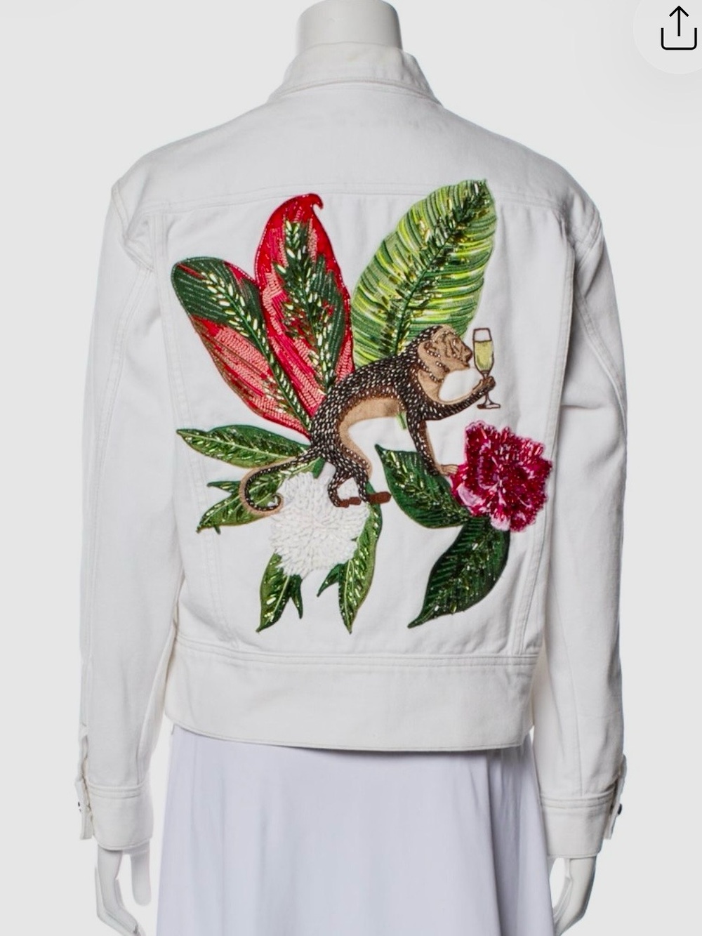 Oscar de la Renta White Denim Beaded Jacket - Women's